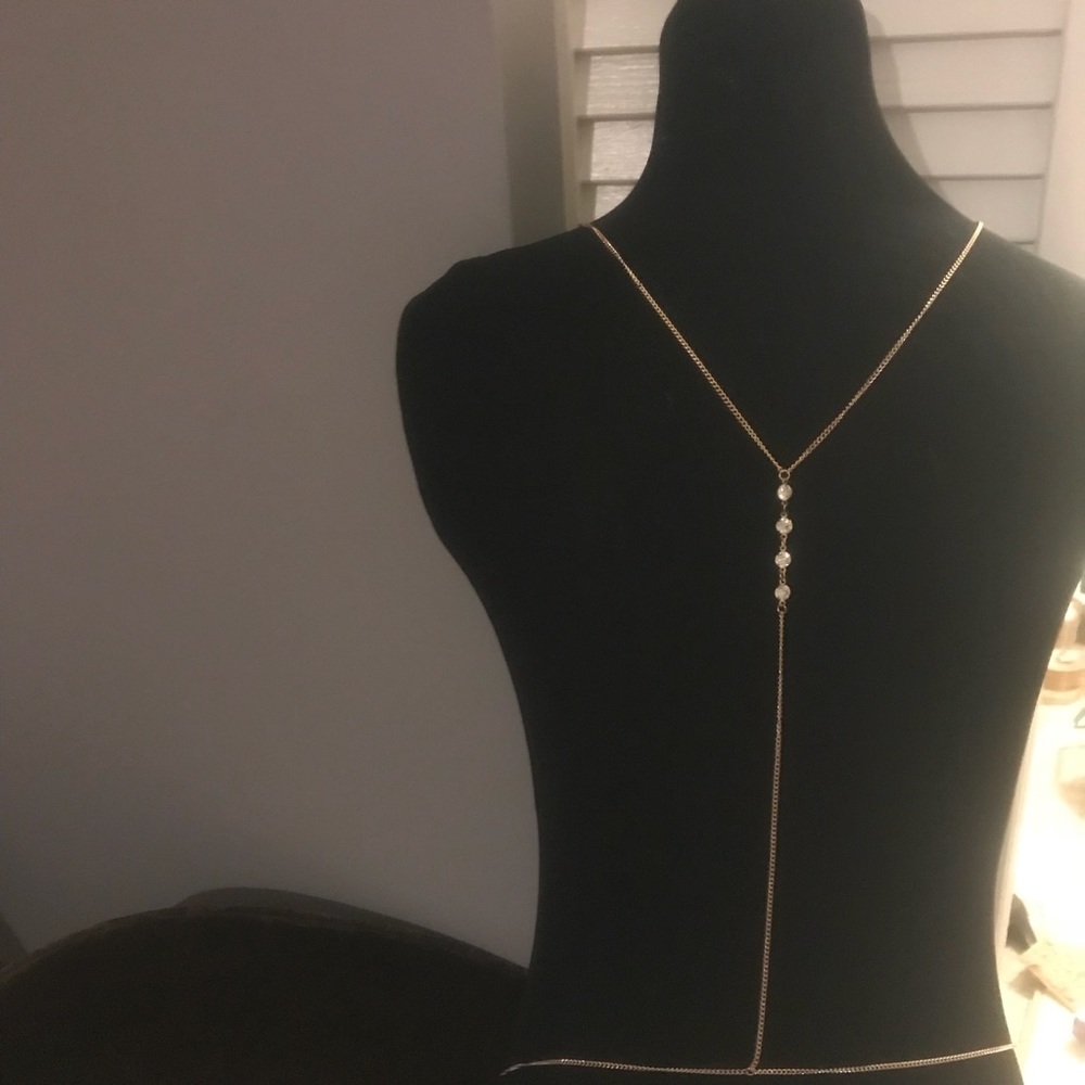 NWT gold reversible body chain with rhinestones - Picture 3 of 4